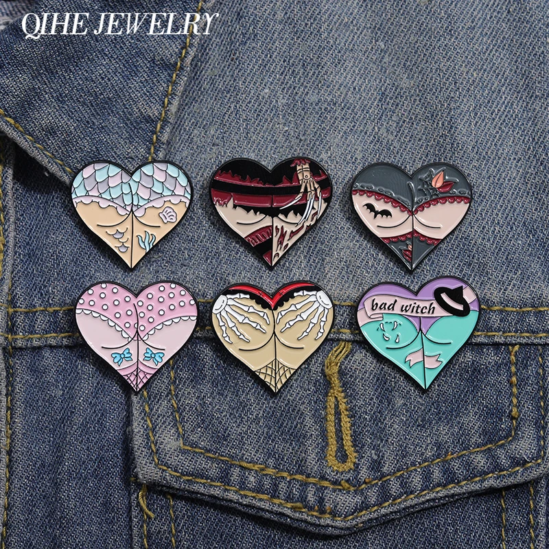 Funny Sexy Butt Brooch Enamel Pin Custom Cute Heart Lapel Badge Cartoon Clothes Lapel Badge Jewelry Accessories for Friends