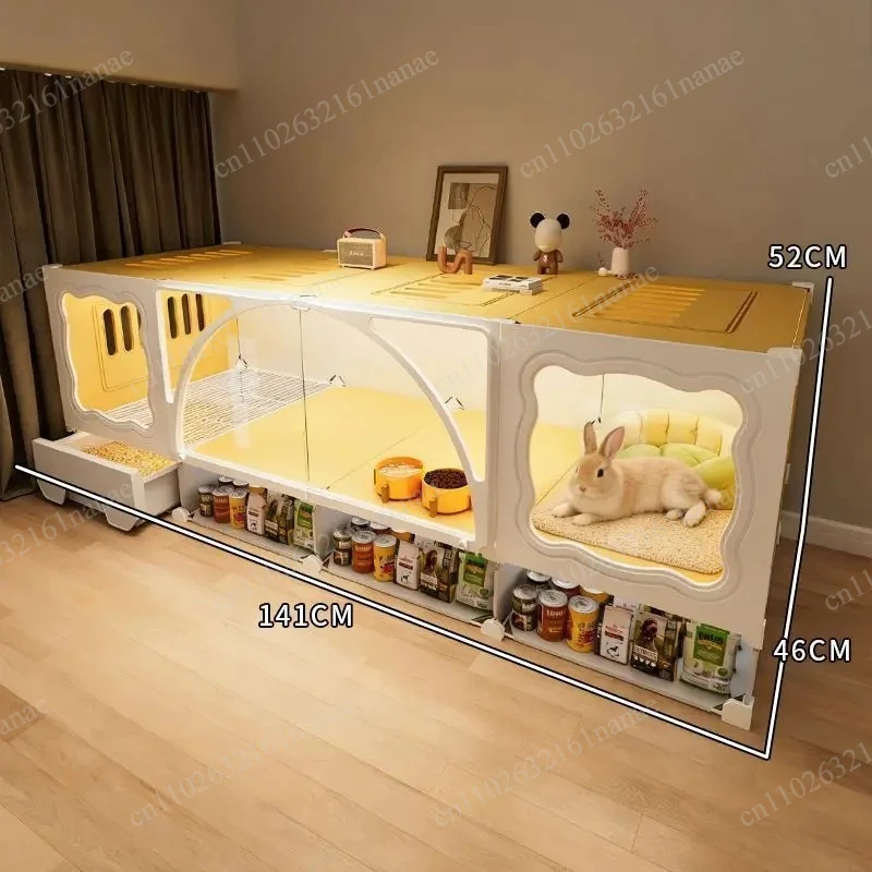 Rabbit Cage Household Villa Extra Large Deluxe Nest Rabbit House Pet Guinea Pig Cage Transparent View