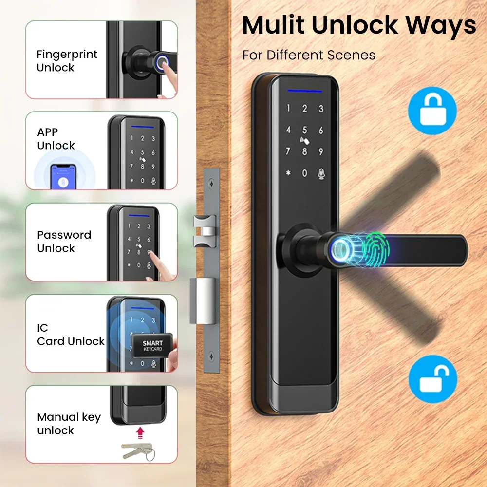 Avatto Tuya Wifi Smart Digital Door Lock IC Card Smartphone App password chiave manuale Fingerprint Smart Lock