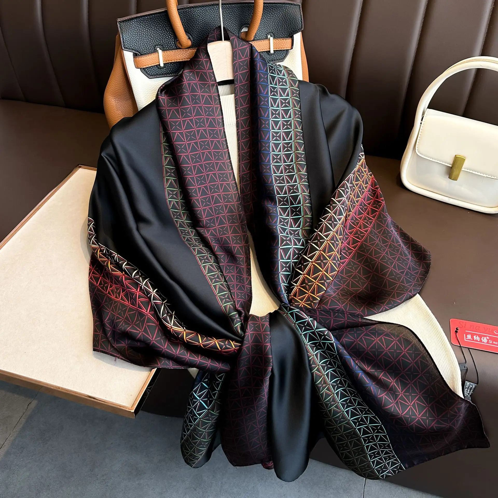 الربيع الصيف وشاح المرأة الفاخرة وشاح مصمم حريري السلس وشاح لينة عقال إسلامية شال طويل منشفة الشاطئ 90x180 سنتيمتر