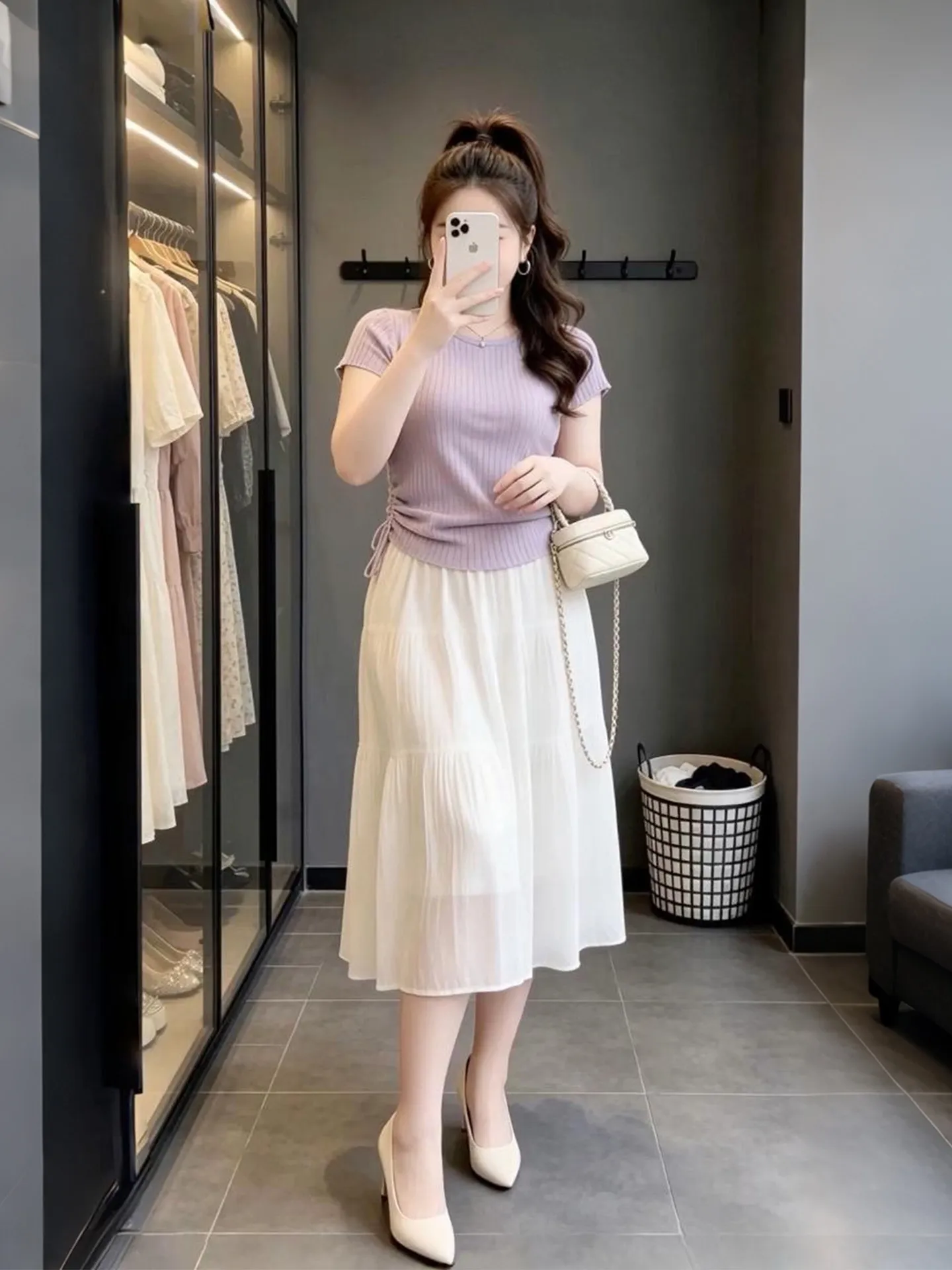 

Slimming High Waist Skirt And Loose Fit Top Fashionable Two Piece Set Summer Style Breathable Lightweight Comfortable