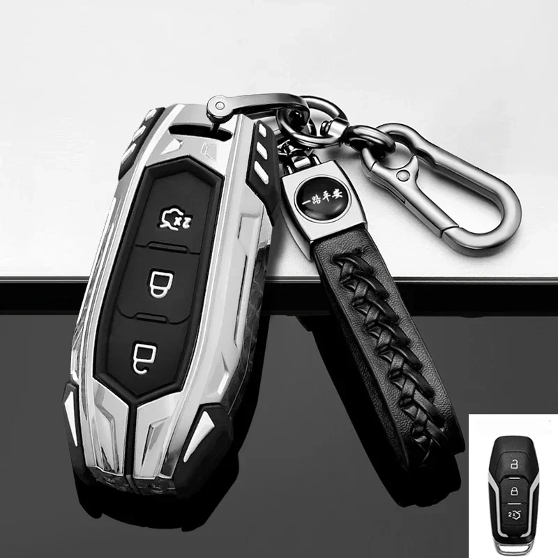 

Zinc Alloy Car Key Fob Cover Case Holder For Ford Fusion Mondeo Mustang F-150 Explorer Edge 2015 2016 2017 2018 Car Accessories