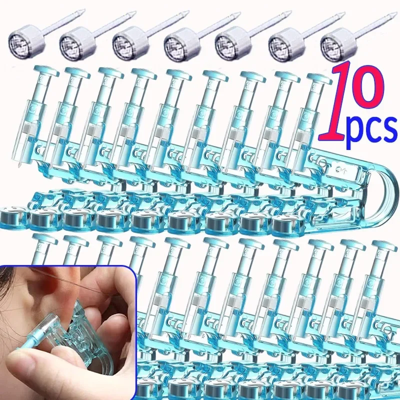 Kit de pistola para Piercing en la oreja azul, Asepsis desechable, seguridad saludable, juego de herramientas para Piercing en la nariz, Kit de máquina, joyería para el cuerpo