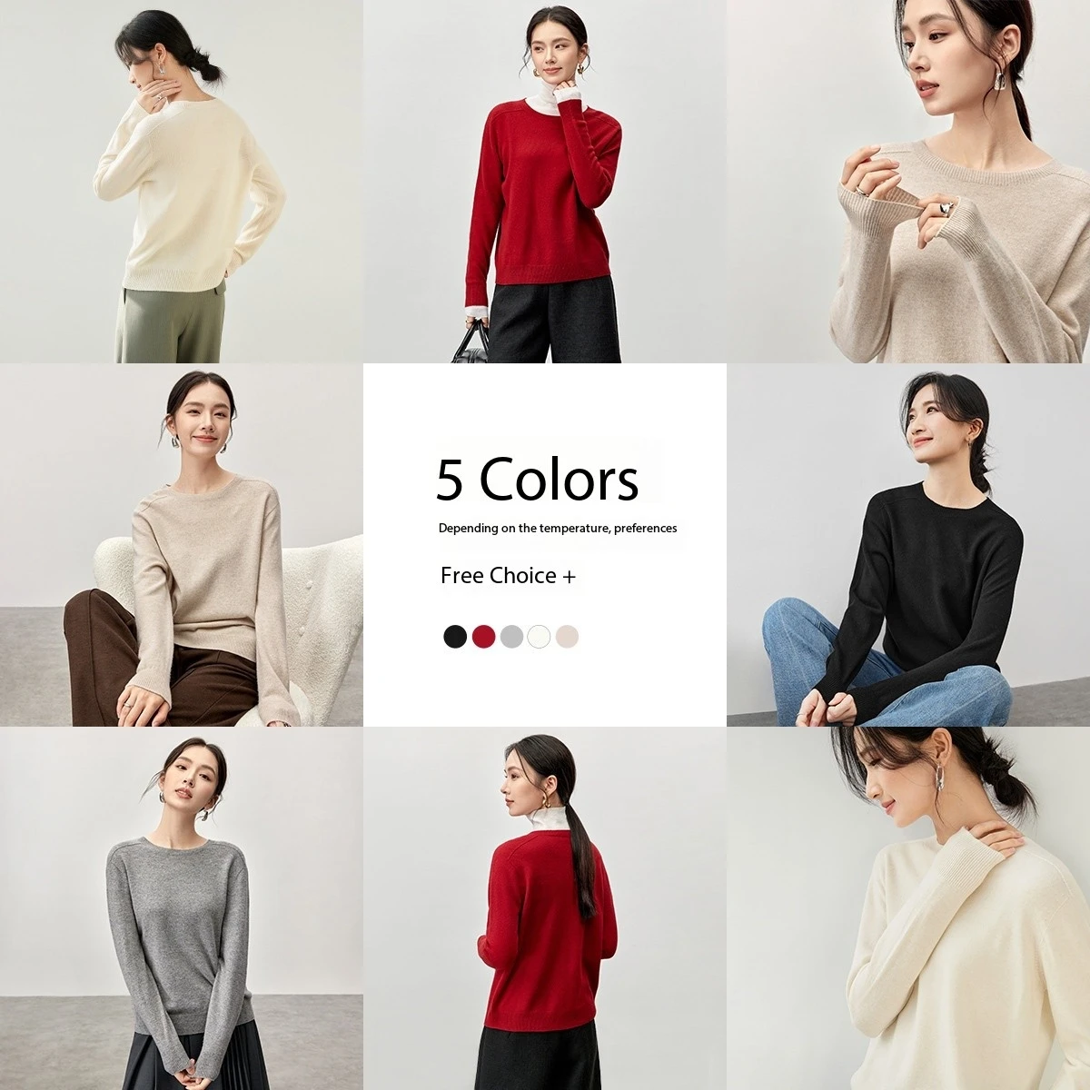 SENTUBILA 100 % Wolle Pullover Frauen Herbst Winter 2024 Casual Lose O Hals Langarm Strickwaren Pendeln Pullover W43H56837