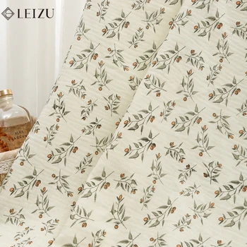 赤ちゃん用ダブルターンクレープ生地,100% コットン,ソフト,DIY,パジャマ,タオル,衣類,縫製,リーフ,フルーツプリント,0.5m, 1m, 2m