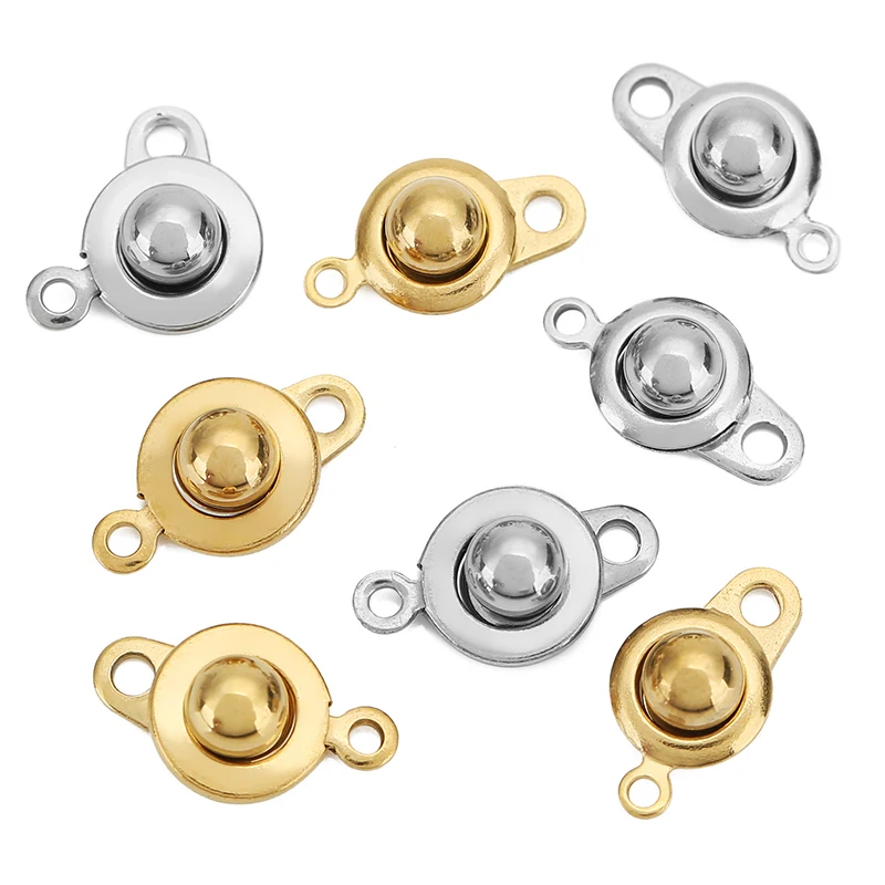 10pcs 8mm 9mm Stainless Steel Removable Snap Button Jewelry Connector Clasp for DIY Bracelets Necklace Making Supplies Finding