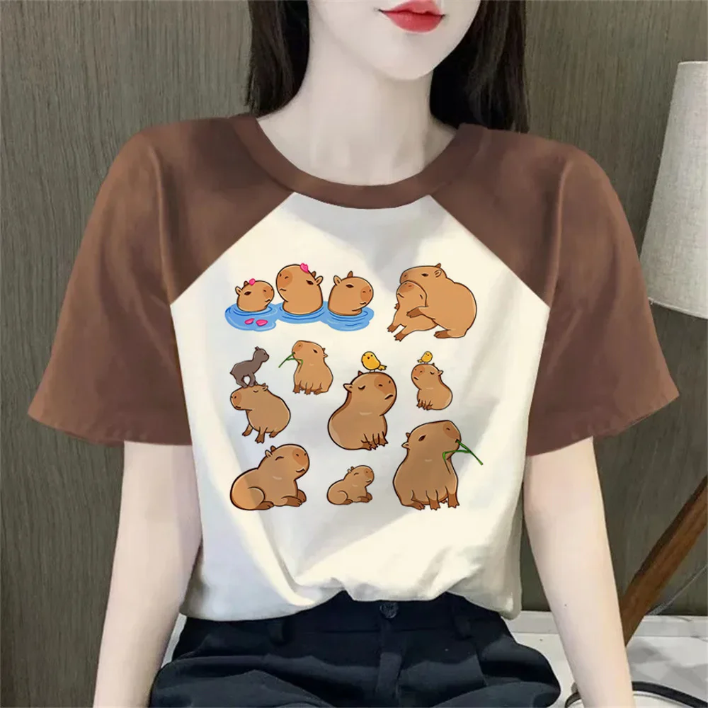 Capybara Kapibara tshirt girl harajuku  Comfortable Classic Psychedelic top tees Colorful Vintage 2000s harajuku Psychedelic