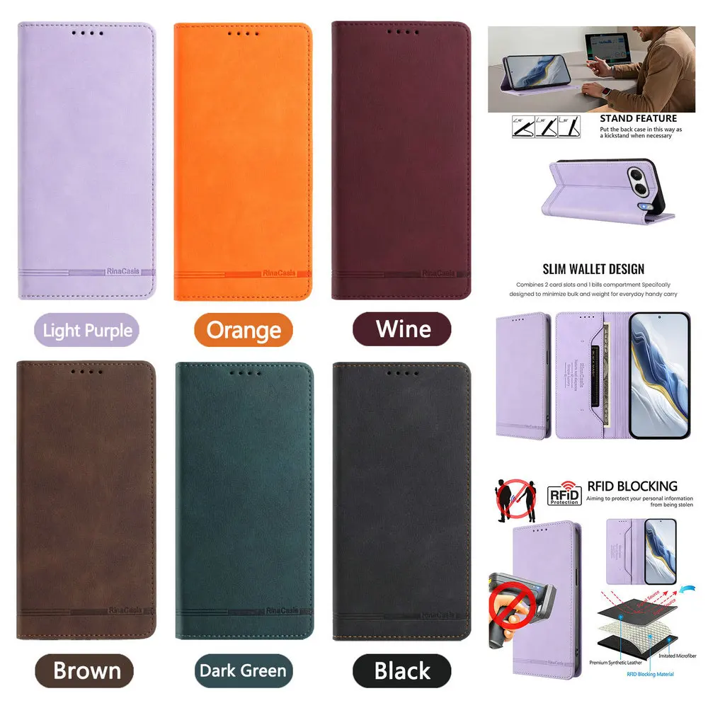 Etui z klapką, skórzane, magnetyczne, z ochroną RFID do OnePlus 15 5G, OnePlus Nord 6 5, portfel, futerał na OnePlus 12 R 13 13R 13S 13T 15R 15T — zdjęcie produktu 6