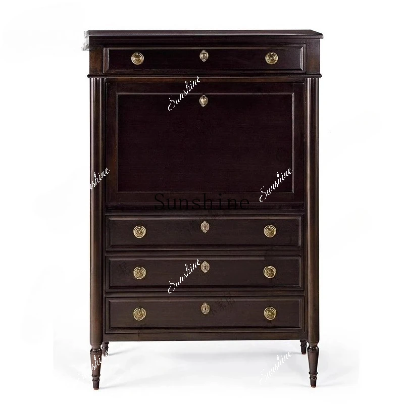 Medieval solid wood chest large capacity entrance locker can be customized  FT