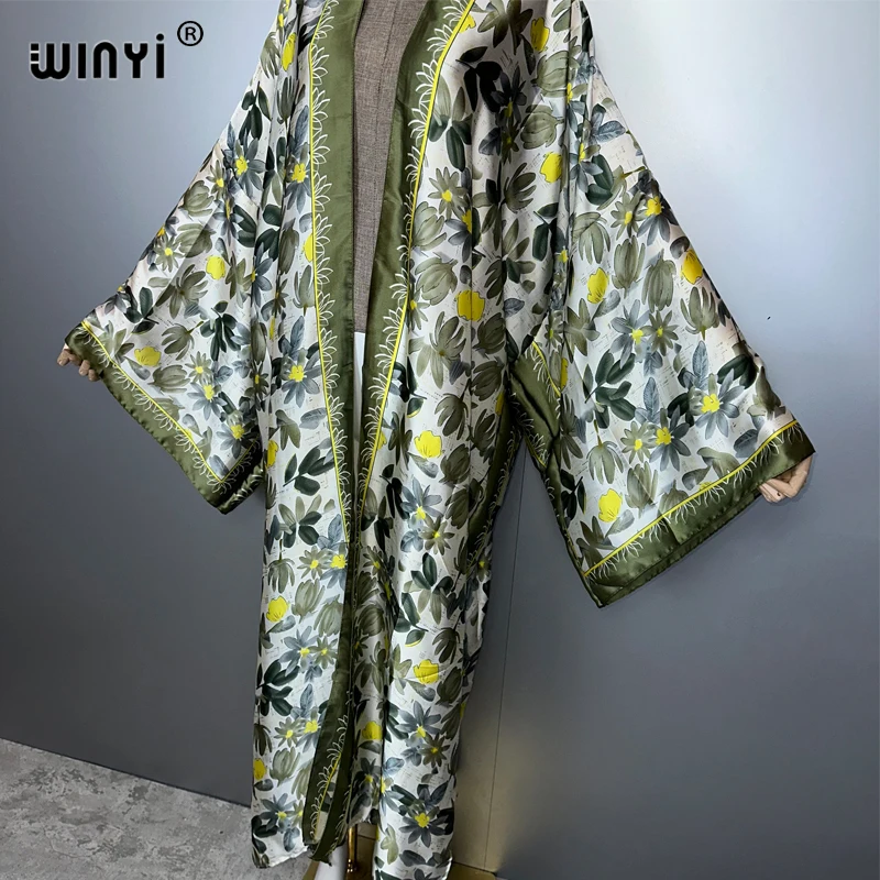 Winyi quimono africano feminino verão impressão muçulmana cardigan boêmio solto abaya casual praia cobrir boho vestido festa kaftan