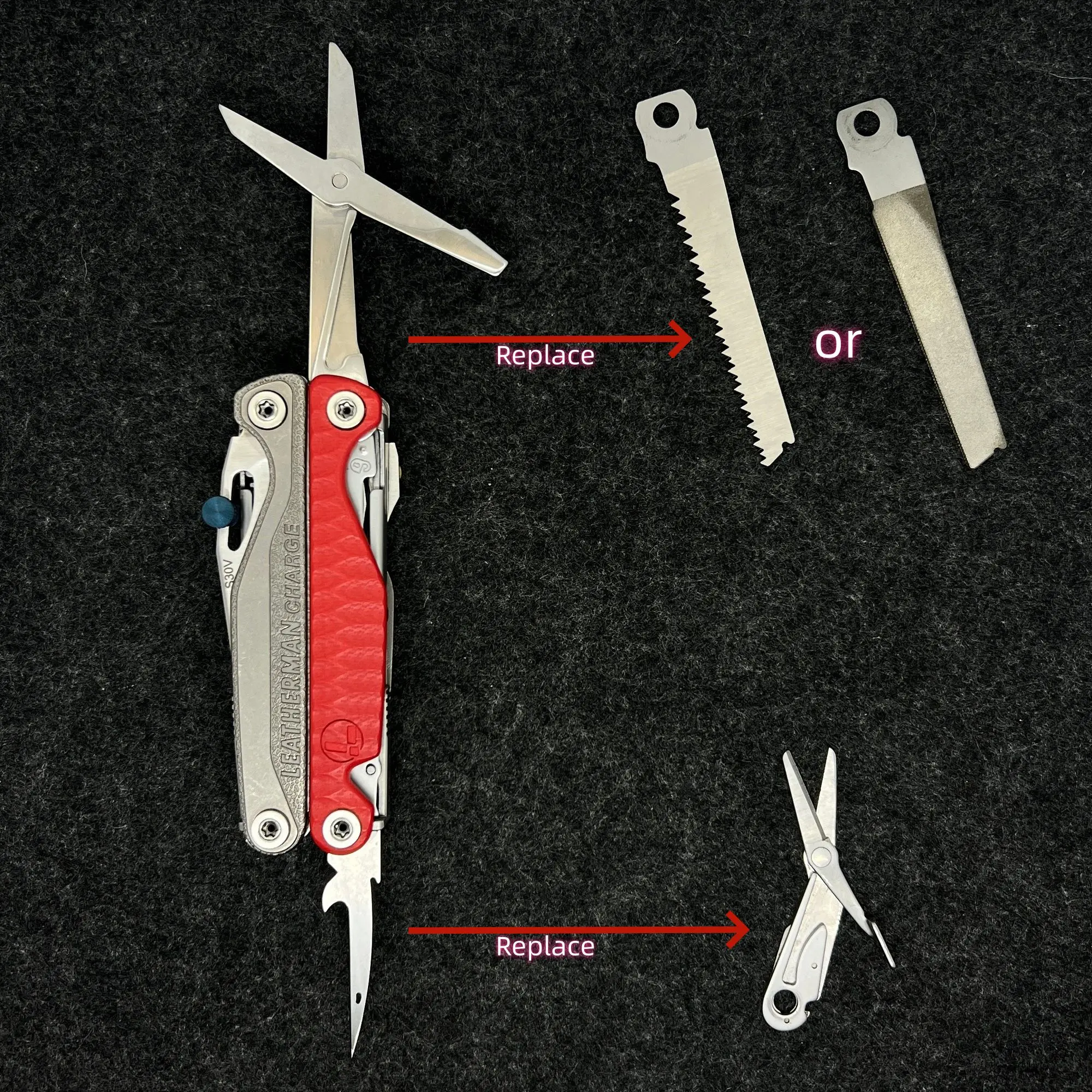 Bottle Opener With Awl Perforator Improved or Scissors For Leatherman Charge TTI Wave Signal Rebar Accessories MOD