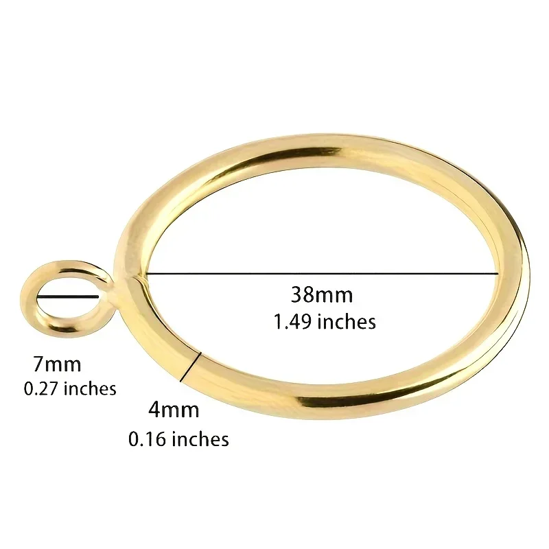Elegant Golden Roman Curtain Rings - 38mm Metal Drapery Hooks for Shower & Window Curtains, Home Decor Accessories, Gorgeous Sty