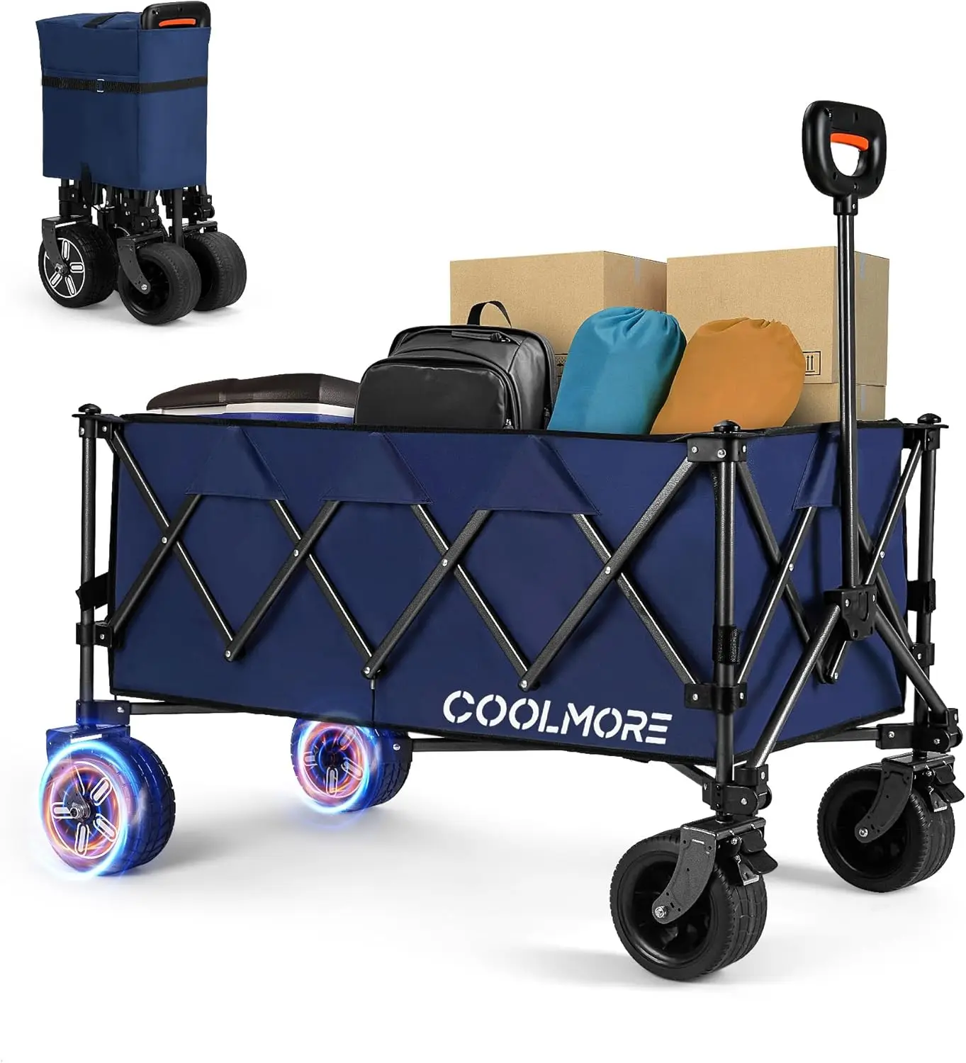 Electric Collapsible Utility Wagons 330Lbs Capacity, Carts Foldable With Wheels Brakes Portable For Timber Ridge Beach Garden