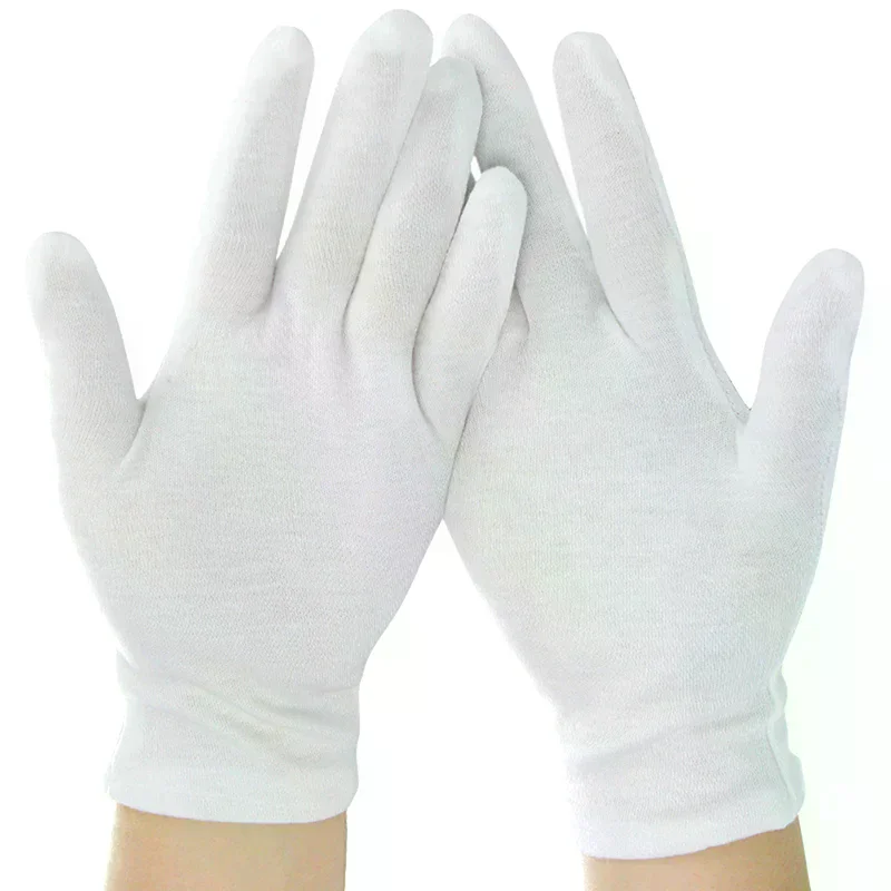 New Full Finger Men Women Etiquette White Cotton Gloves Waiters/Drivers/Jewelry/Workers Mittens Sweat Absorption Gloves 1 Pairs
