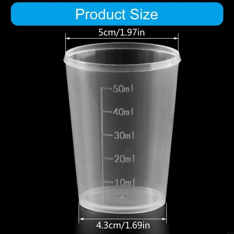 W89C 10 pcs 1,75 oz gelas pengukur plastik bening cangkir laboratorium laboratorium persediaan untuk pencampuran noda resin