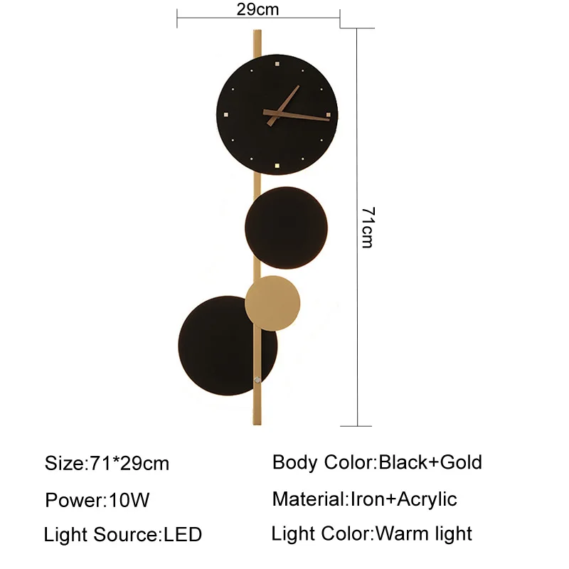 Imagem -06 - Nordic Led Wall Lamp Art Relógio Design Iluminação Interior Sala de Estar Fundo Hotel Cabeceira Quarto Luz Luminária