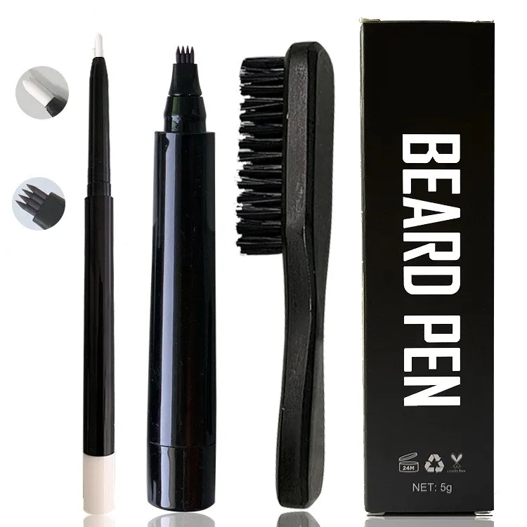 Men Beard Hair Filler Pen with Brush Male Waterproof Hair Repair Moustache Enhancer Growth Pencil Shaping Tool Kit Drop Shipping