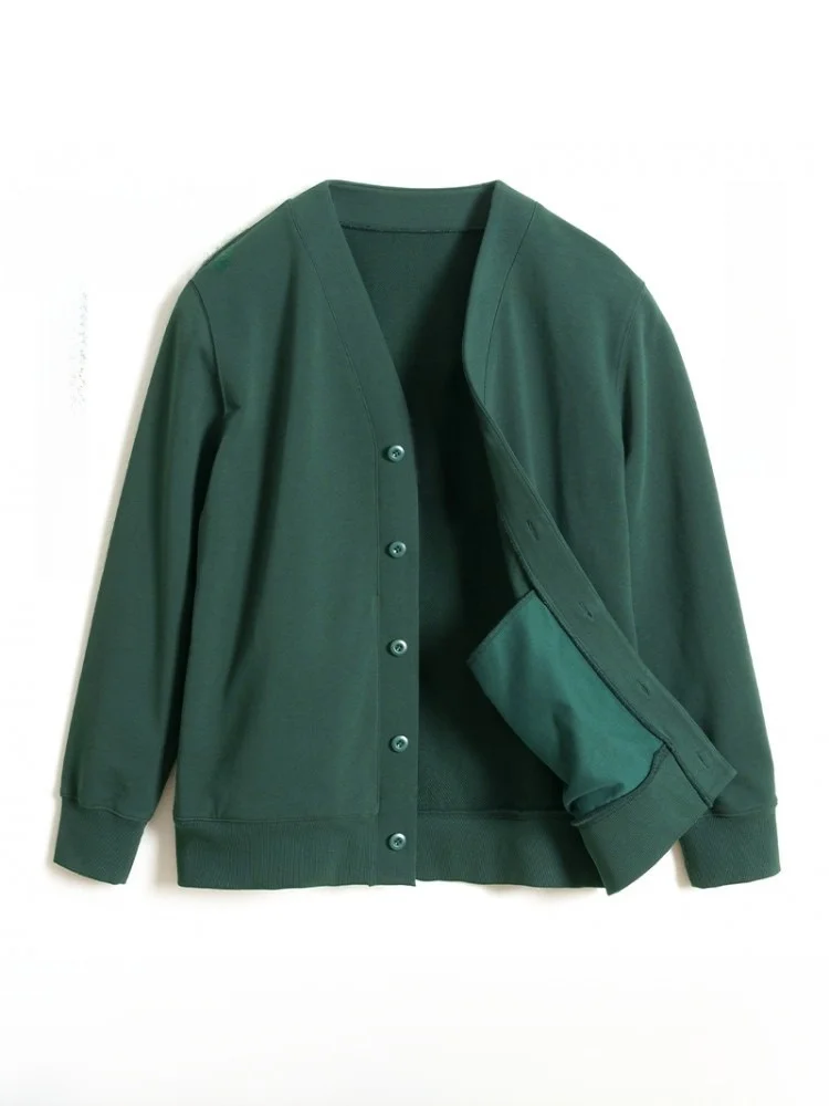 

Spring Autumn Pure Cotton Open Cardigan Sweatirt Men's Loose Outerwear Dad's Faion Casual Sle V-Ne Long Sve Top