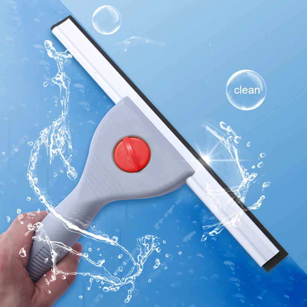 6/10/14/18in Household Glass Wiper Cleaning Bathroom Mirror Cleaner With Silicone Blade Hook Car Shower Squeegee Window Scraper