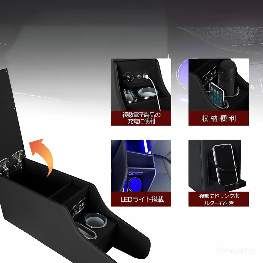 For FIT GR Armrest Console Box with USB Port Car Armrest Storage Organizer for Interior Accessories
