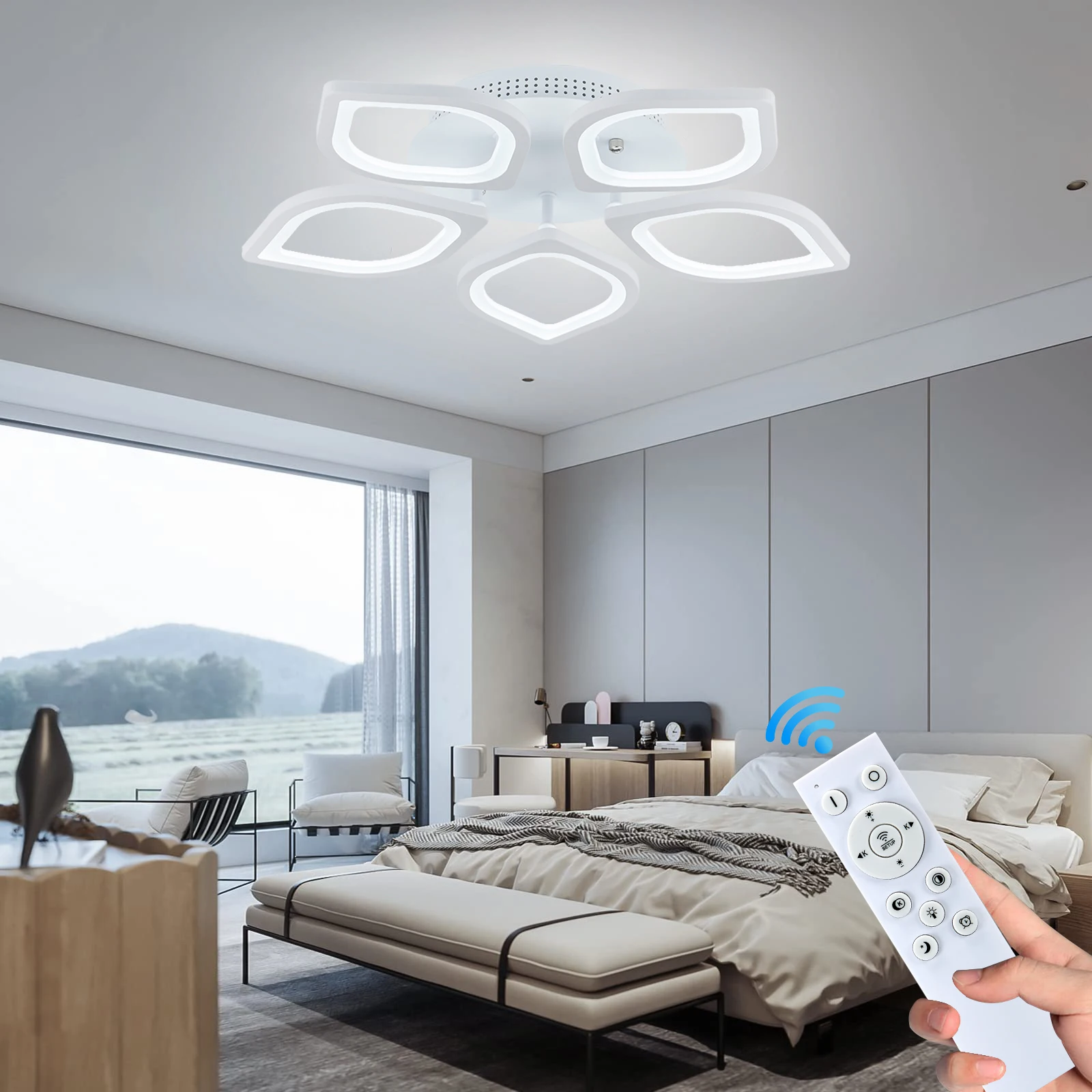 Acrylic Ceiling Pendant Lamp Nordic Intelligent Remote Control with Timed Channel Ceiling Lights Energy Saving Lighting Fixtures