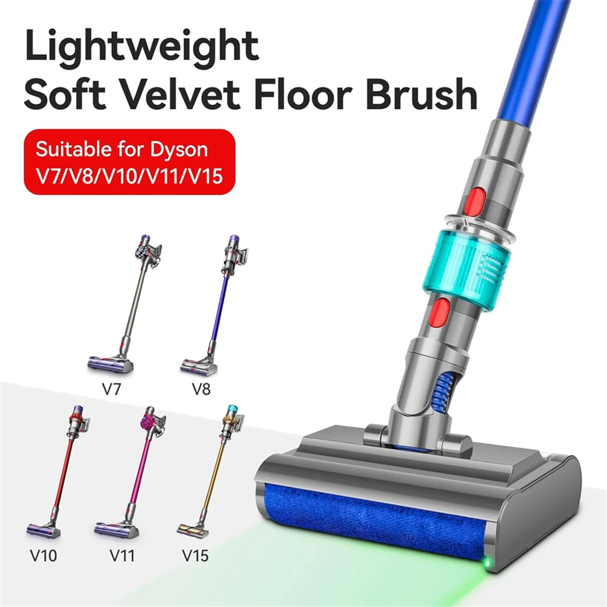 Electric Wet Dry Mopping Head for Dyson V7 V8 V10 V11 V15 Vacuum Cleaner Roller Brush for Hard Floors and Area Rugs