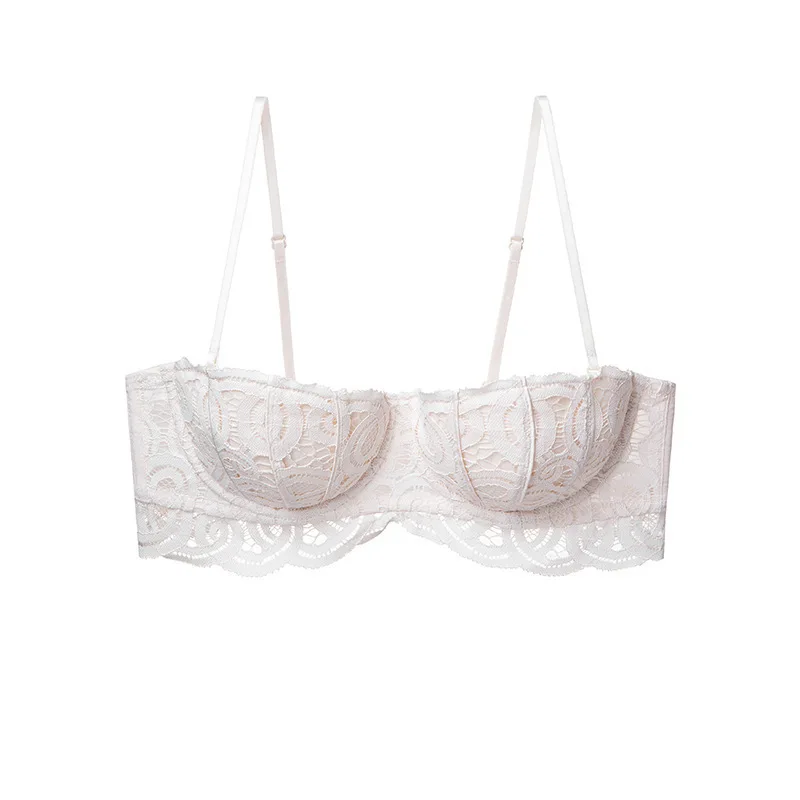 Soutien-gorge français en dentelle fine, sexy, doux, anneau en acier, soutien-gorge supérieur, demi-tasse, 2 pièces