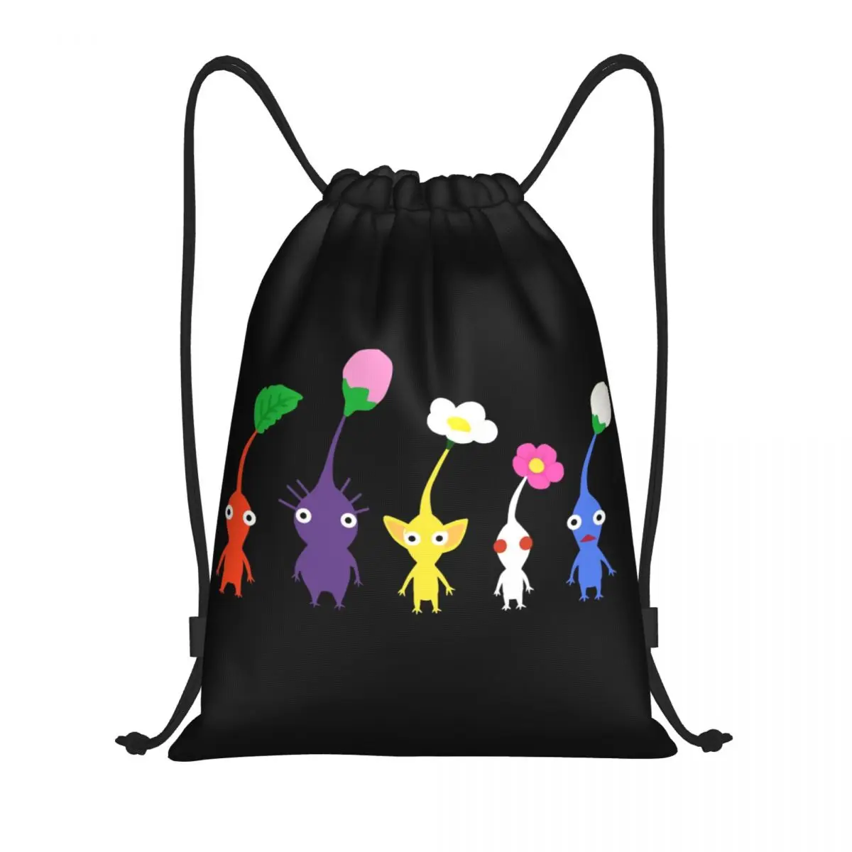 Custom Animated Cartoon Games Pikmin Drawstring Bags Men Women Lightweight Plant Monster Sports Gym Storage Backpack