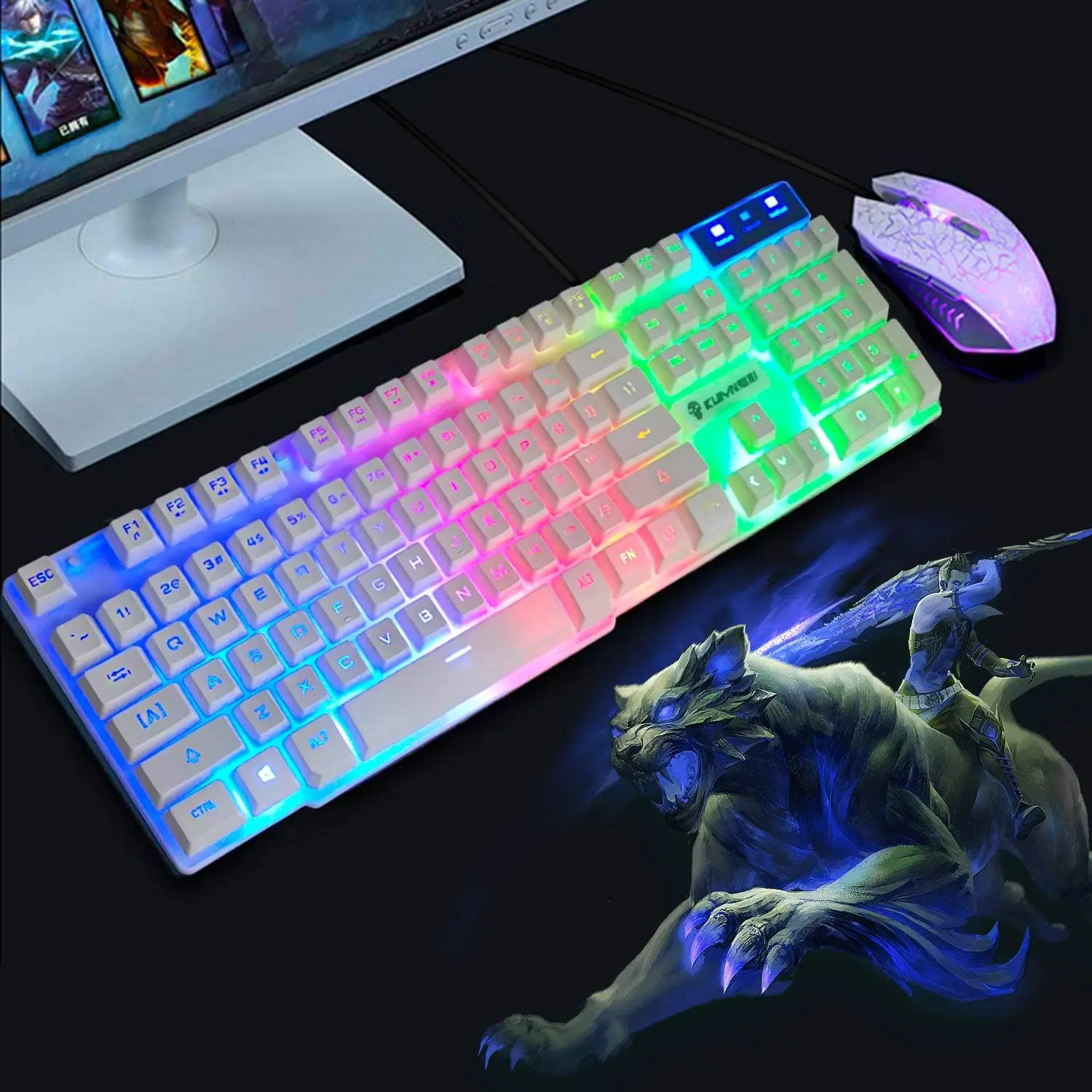 Imagem -06 - Attack Shark-wired Teclado de Jogos Mouse Óptico e Mouse Pads Conjunto Arco-íris para Ps4 Xbox pc Laptop Teclado Gamer