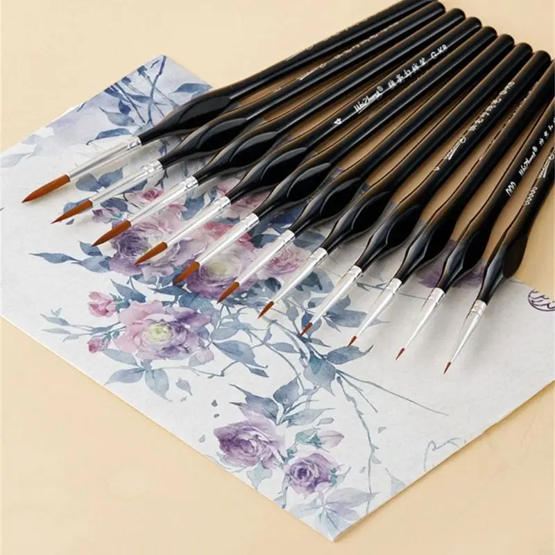 11pcs تفاصيل فرش الطلاء للاكريليك المائي المائي #3