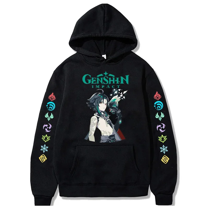 Hu Tao Zhongli Vintage Streetwear Wanderer Faruzan Nahida Xiao Cartoon Gothic Sweatshirt Genshin Impact Korean Style Y2k Hoodies