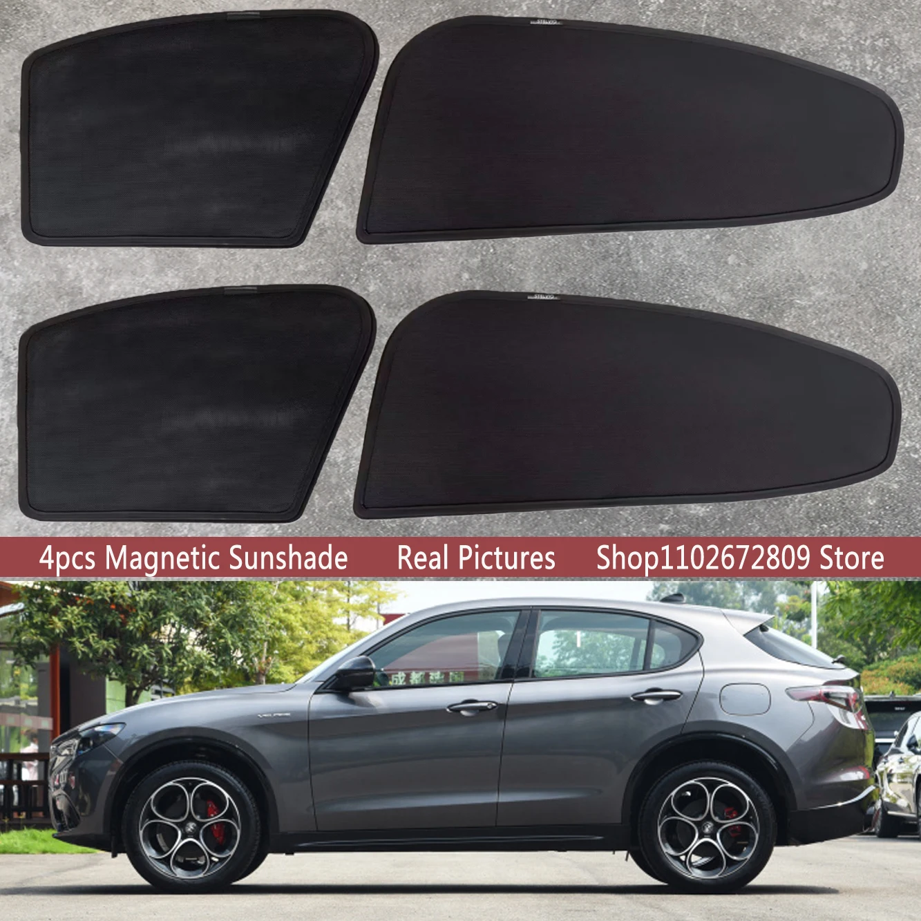 

Magnetic Car Sunshade Shield Windshield Frame Curtain Sun Shades For Alfa Romeo Stelvio 949 SUV 2017 - 2023 Auto Accessories