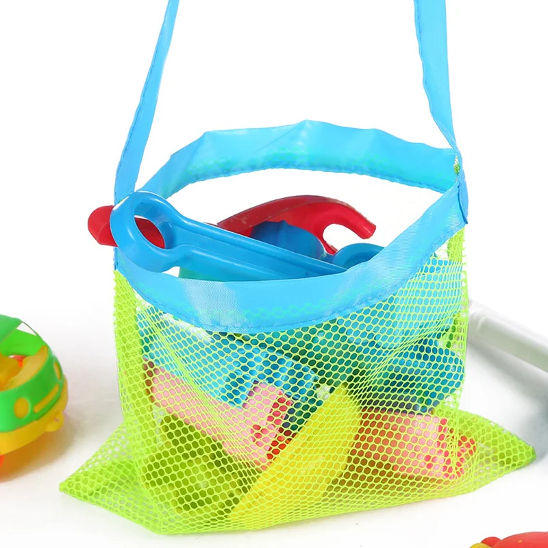 Kids Mesh Beach Bag Crossbody Toy Mini Storage Pouch Children Shell Collecting Organizer Foldable Ultralight Bag Kids Travel Use