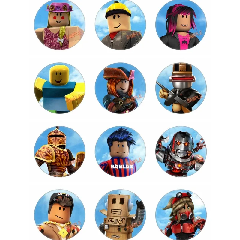 ROBLOX Game Themed 12 Stück Brosche aus Weißblech für Kleidung und Tasche, Abzeichen für Kindergeburtstag, Partyzubehör, Geschenke für Freunde
