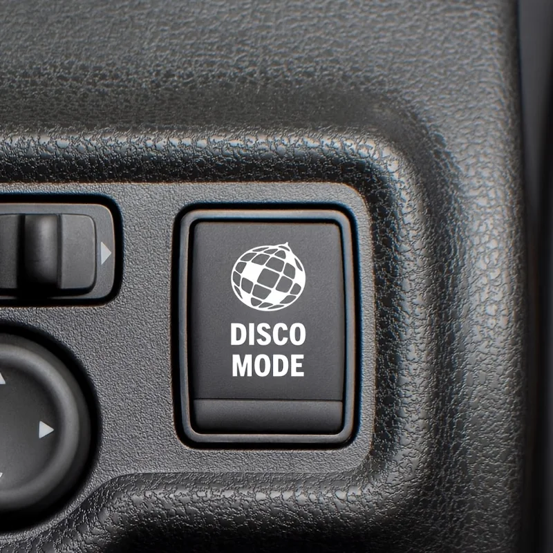 6Pcs Disco Mode Disco Ball Vinyl Stickers Funny Car Dashboard Button Decals For Vehicle Control Buttons