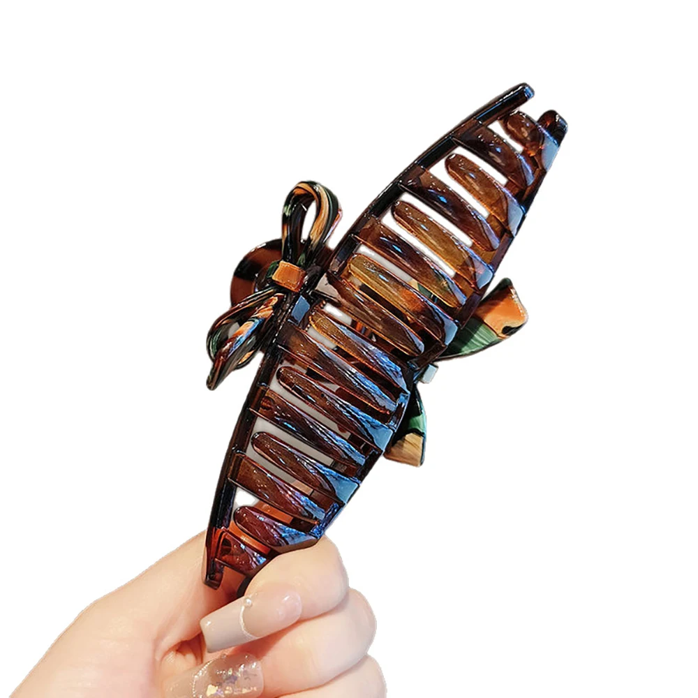 Emaille Ölgemälde Bogen Hai Clip Temperament High-End Hinterkopf Scheibe Haarspange Acryl Clip