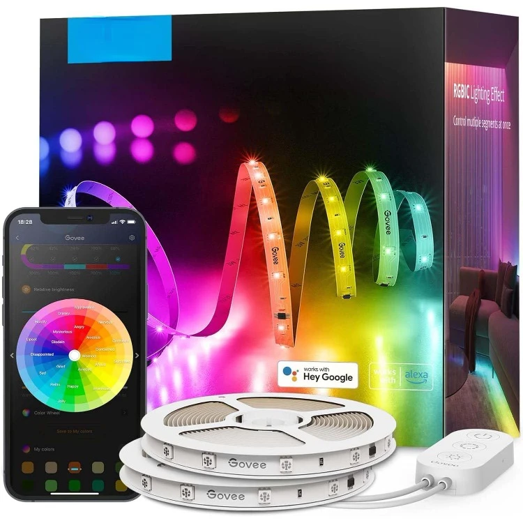 

100ft RGBIC LED Strip Lights, Smart LED Lights Work with Alexa and Google Assistant, LED Lights for Bedroom WiFi App Control