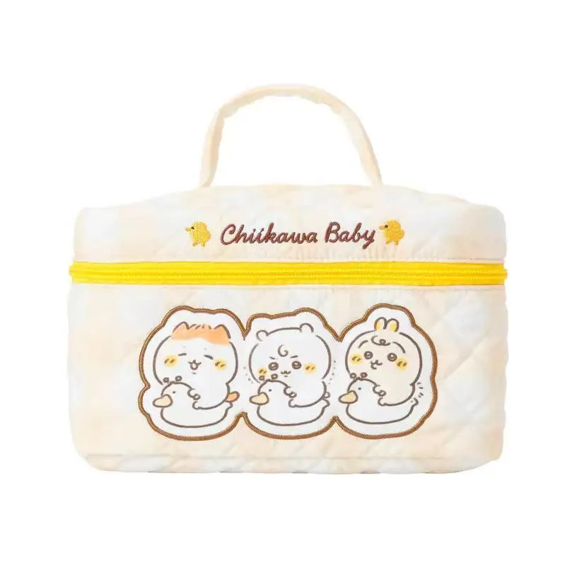Chiikawa Hachiware Usagi Ride Duck Pattern Yellow Handheld Makeup Bag Portable Storage Sundry Items Bag Cute Birthday Gift Woman