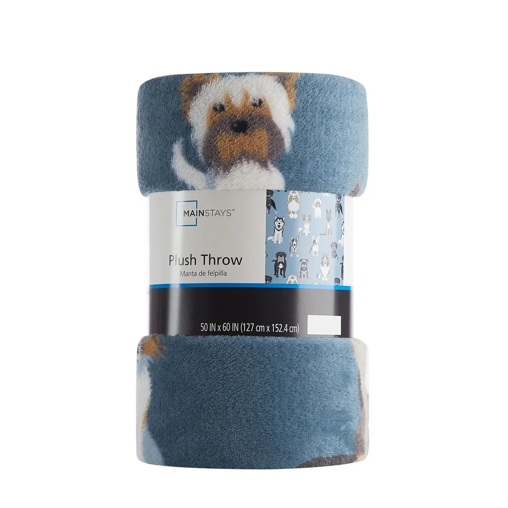 Cosy Blue Dogs Pluche Gooi Deken 2-pack Ultrazacht Machinewasbaar Warm Comfort Perfect Home Decor