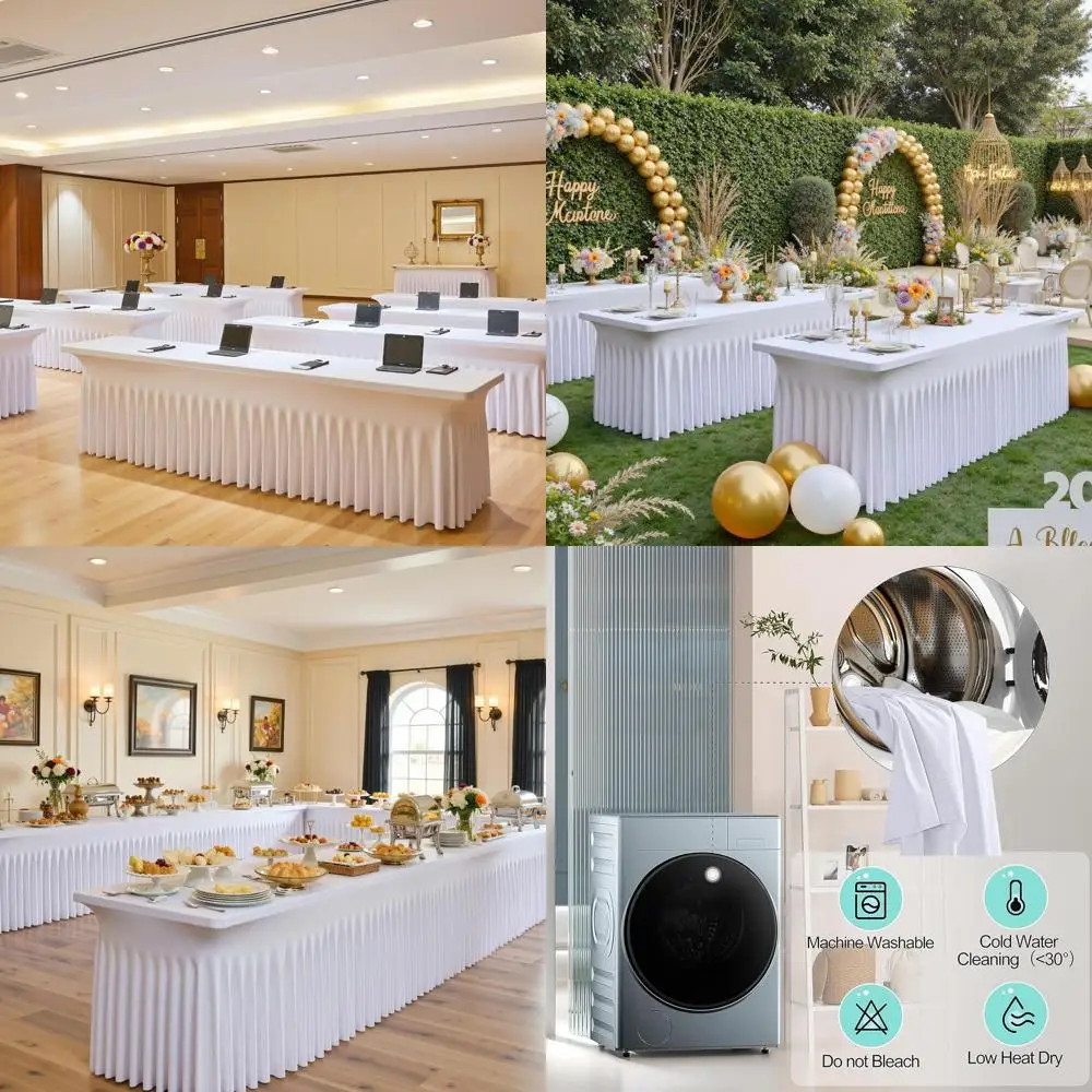 

Элегантный комплект из 3-х эластичных чехлов для круглых скатертей диаметром 6 футов, идеально подходит для свадеб, вечеринок и торжеств.