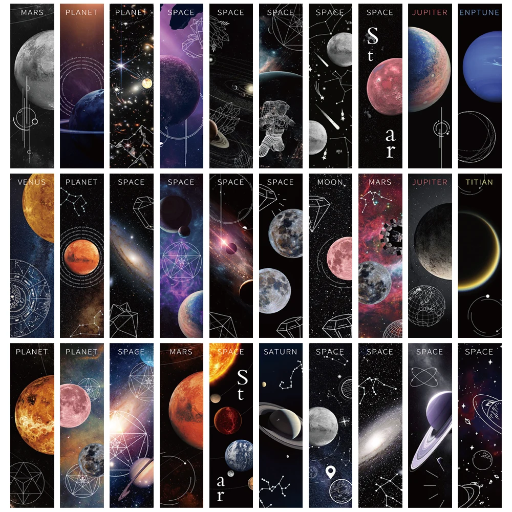 30PCS Space Constellation Card Bookmarks Harajuku Reading Ledger Markers Paper Tags Pages Tagging Marked Cards Gift Cards ﻿