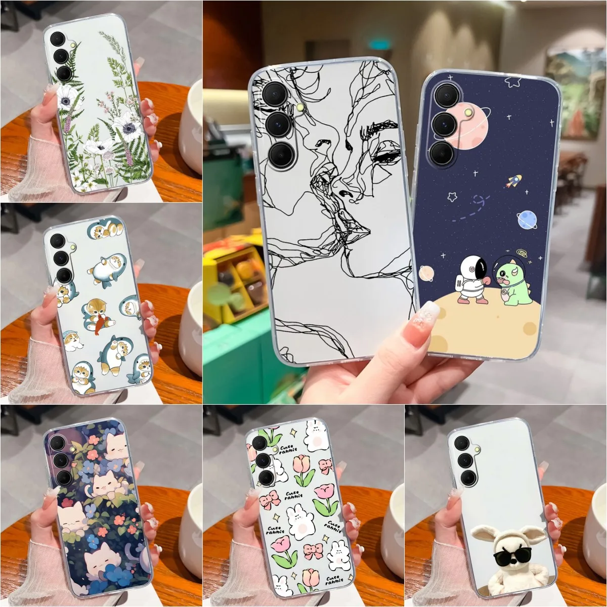 

Чехол для Samsung A55, 6,6 дюйма, силиконовый мягкий ударопрочный чехол из ТПУ, роскошный модный милый прозрачный бампер для Galaxy A 55, зеркальный чехол