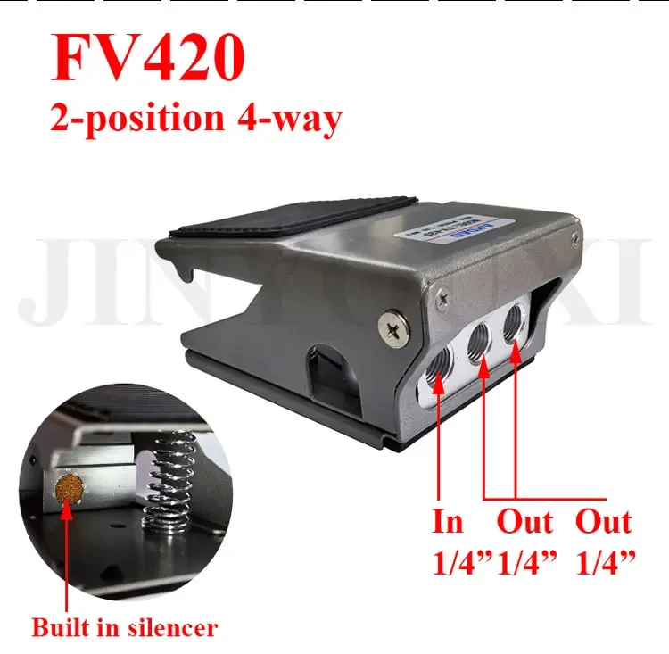 صمام لولبي FV320 FV420 4F210-08GL With Lock Cylinder Control Switch 2 Position 5 Way Air Pneumatic Foot Pedal Reversing Valve الهواء المضغوط — تفصيل 3