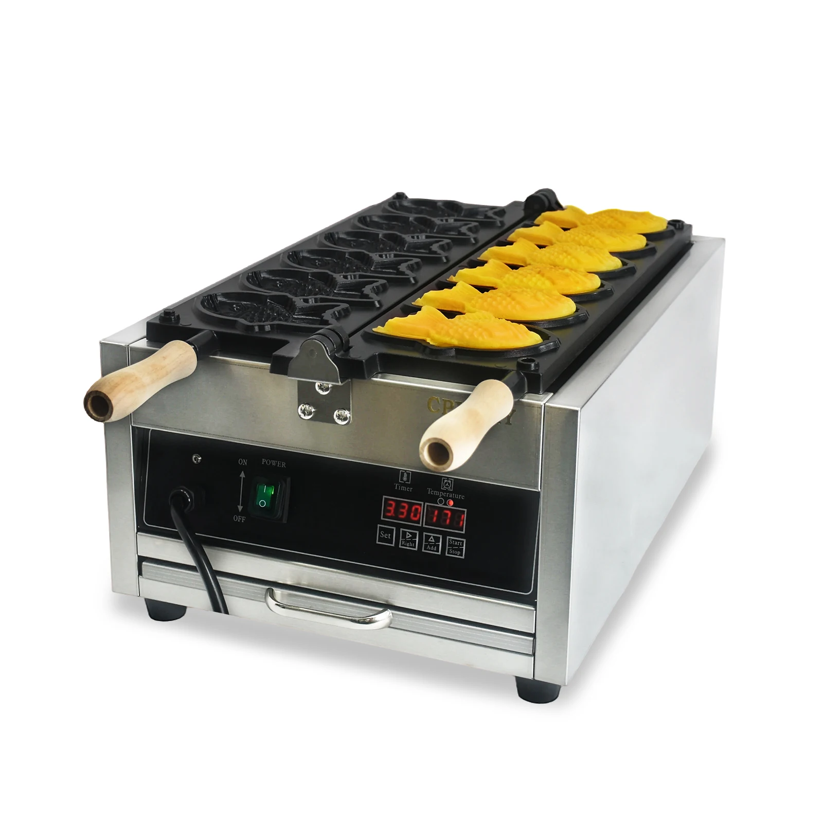 Professional Intelligent Digital Non-Stick Stainless Steel Flip Taiyaki Waffle Maker Commercial Grade Heavy-  Fish New