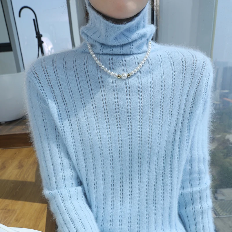 

Водолазка, 100% норковый кашемировый пуловер, свитер, осень-зима, женский трикотаж с длинными рукавами, элегантная модная одежда, топы