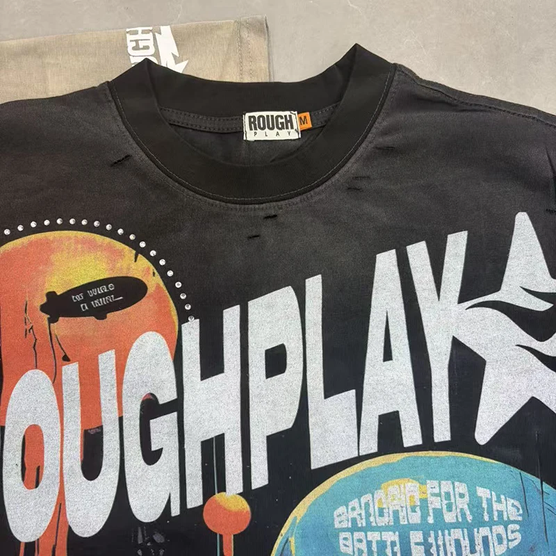 New Rough Play Men T Shirt Dark Retro Sci-fi Skull Multi Element Full Graphic Oversized Daily Casual Top Fast Delivery