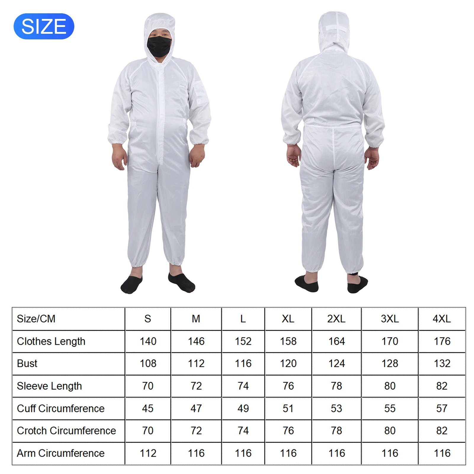 Poliéster Coverall protetora, estática resistente, Dustproof, Partículas Proof, Workwear para SMT, Oficina, Segurança, M, ZK30