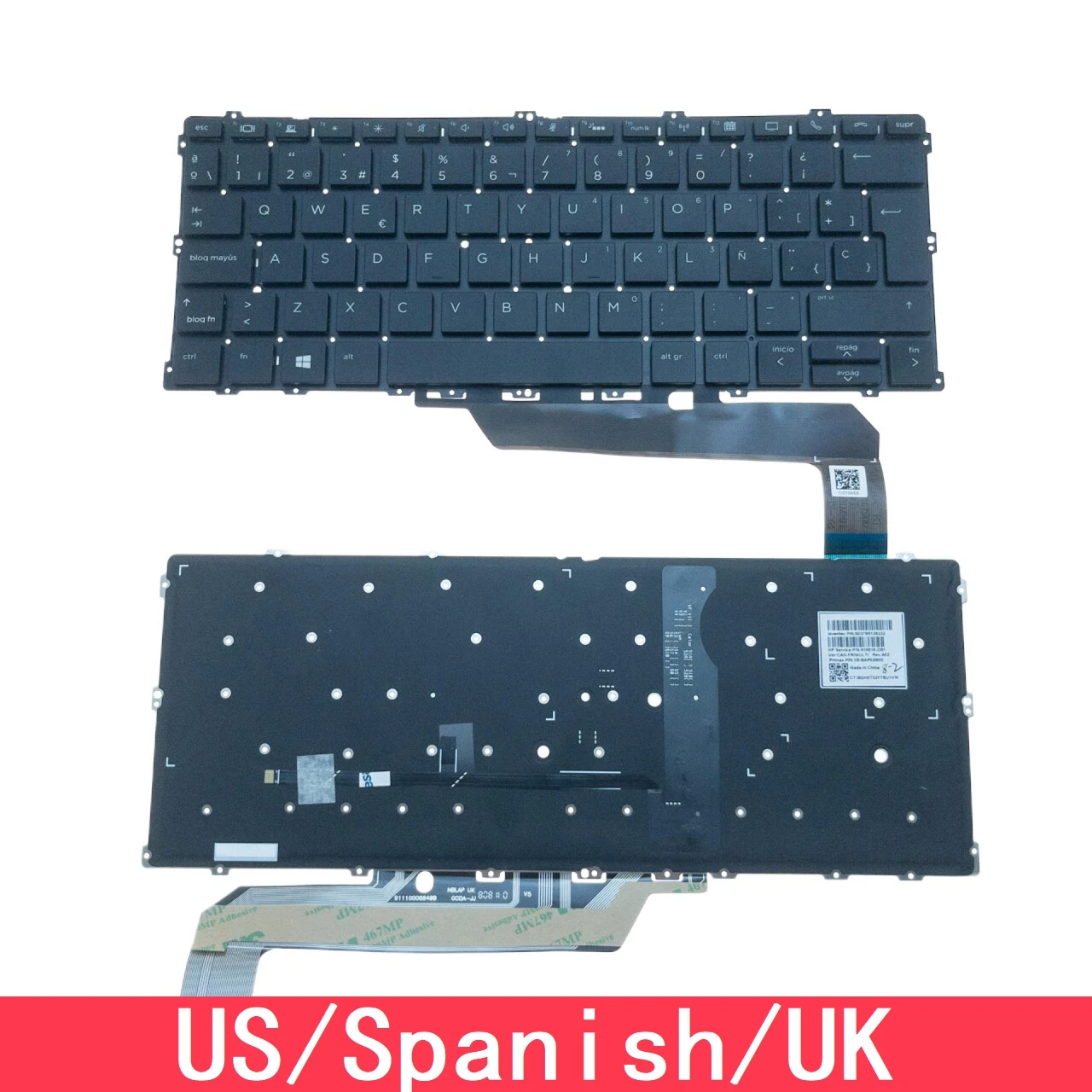 For HP EliteBook x360 1030 G2 1030 G3 1030 G4 HSN-104C-Q10C-Q20 Laptop Keyboard US Spanish UK With Backlit 2B-BB901Q110