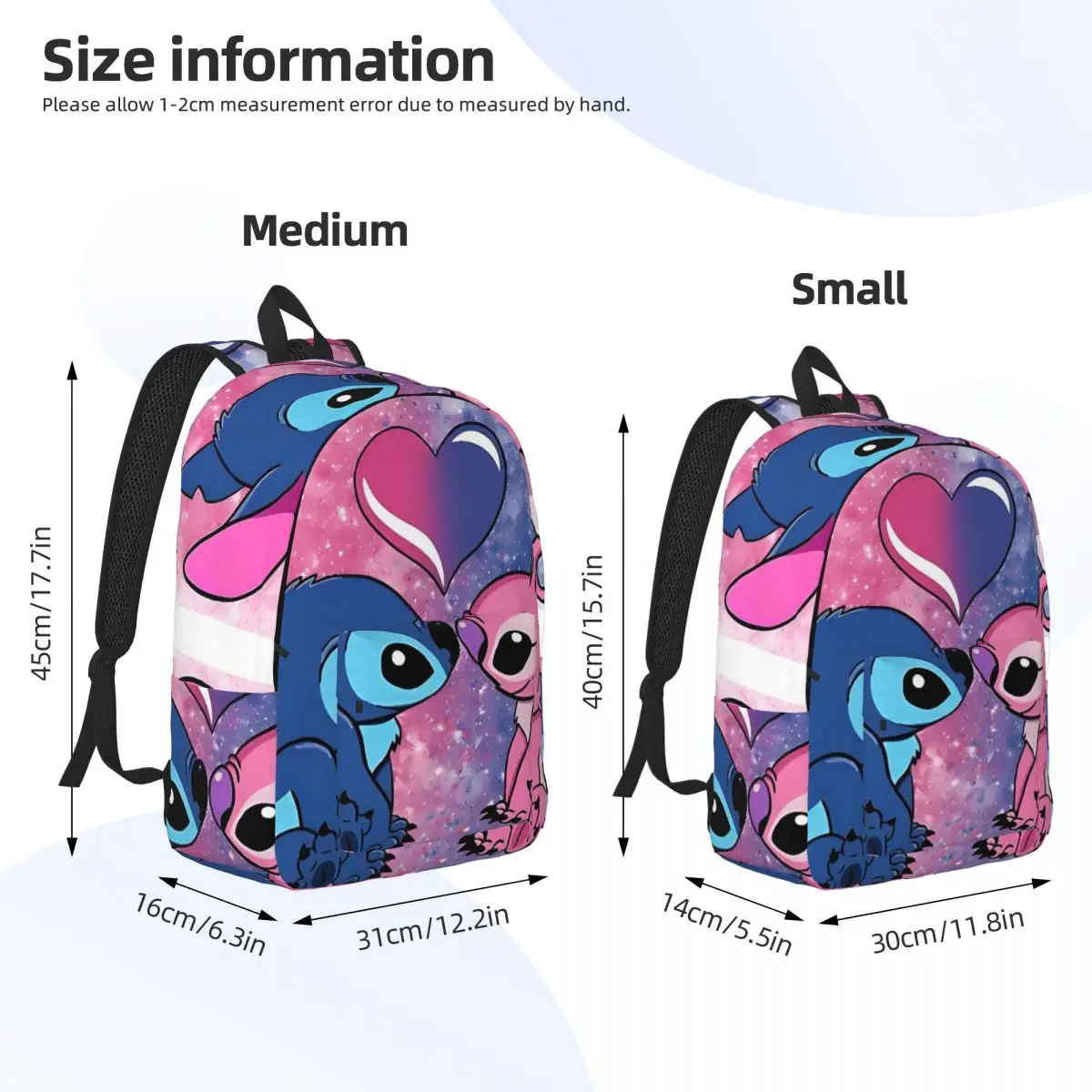 Stitch And Angel Rucksack für Kindergarten, Grundschule, Schüler, Büchertasche, Jungen, Mädchen, Kinder, Tagesrucksack, Geschenk