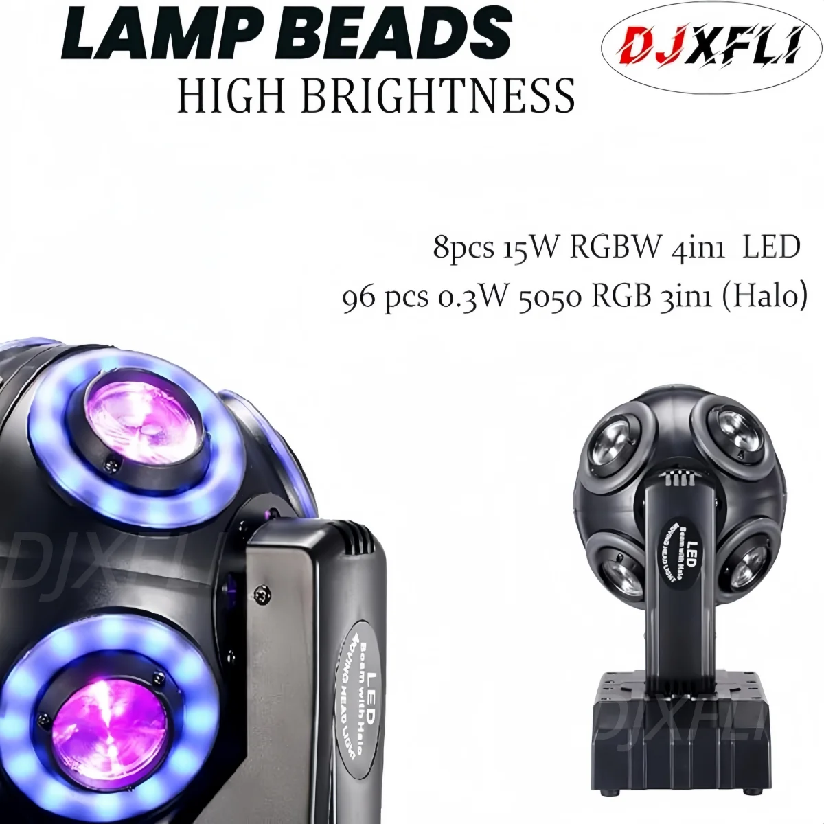 LED 8x15W Beam Moving Head with Halo Effect Party Lighting Equipment Stage Disco KTV RGB Color Changing